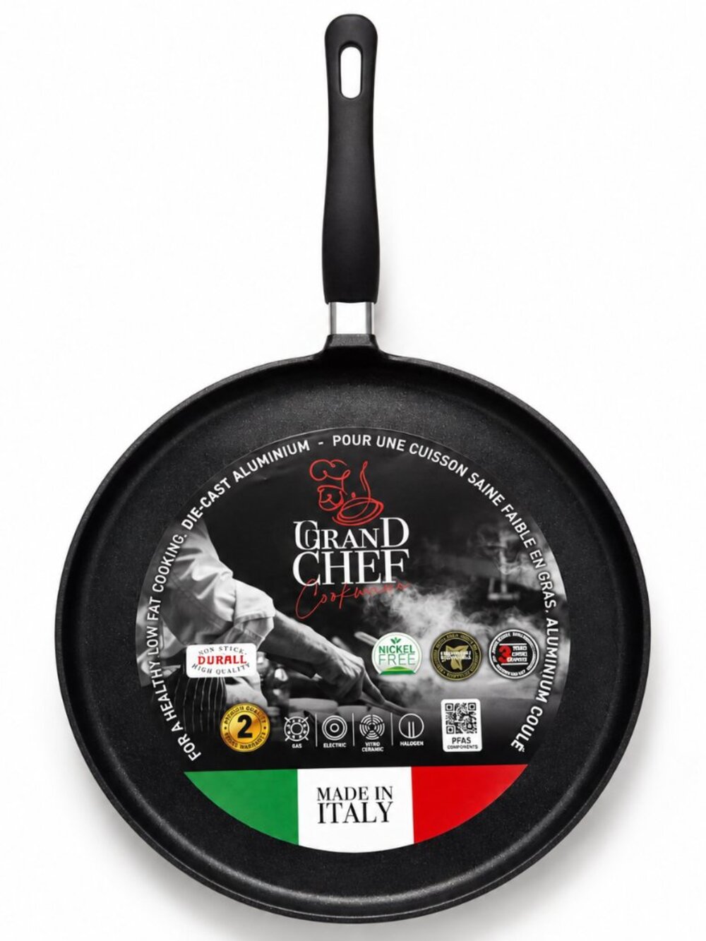 Roch Guss Grand Chef Crepe Griddle Pan Made in Italy Large Size 13.5" 32CM NEW